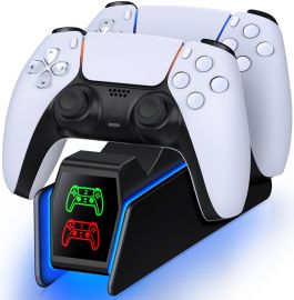 Đế sạc QQV PS5 Controller Charger, Dual Charging Dock for PlayStation 5, Black, 1 Count, 1 Pack