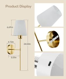 Bộ 2 đèn treo tường chạy bằng pin, đèn tường có thể sạc lại với bóng đèn có thể tháo rời và điều khiển từ xa, đèn tường không dây 15 màu cho phòng ngủ, phòng khách, hành lang, màu vàng (gói 2 chiếc)