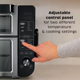 Lò nướng đôi thông minh Ninja DCT451 12 trong 1 có FlexDoor, Nhiệt kế, FlavorSeal, Lớp phủ thông minh, Đối lưu nhanh trên và Chiên không dầu dưới, Thép không gỉ