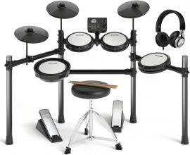 Bộ trống điện AODSK có miếng đệm lưới êm ái, trống điện tử cho người mới bắt đầu, USB MIDI, Throne, tai nghe, dùi trống, bao gồm 15 bộ trống và 195 âm thanh (AED-403 - Thanh thiếu niên mới bắt đầu)