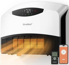 Máy sưởi điện treo tường GiveBest có WiFi và điều khiển từ xa, máy sưởi gắn sàn hoặc treo tường, diện tích phòng lớn, 3 chế độ sưởi, công suất sưởi nhanh 1500W có bộ điều chỉnh nhiệt độ để sử dụng trong phòng