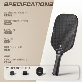 Vợt Pickleball sợi carbon T800 với lõi động V-Sonic IV 16mm, vợt Pickleball cao cấp với khả năng kiểm soát nâng cao và độ xoáy tối ưu, được USAPA phê duyệt, Storm 008