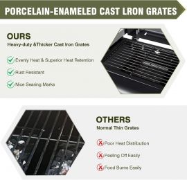 Bếp nướng than gas propane kết hợp vỉ nướng phẳng có nắp kép và 2 kệ bên Bếp nướng BBQ nhiên liệu kép cho tiệc nướng ngoài trời