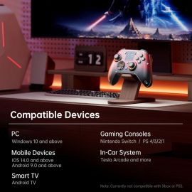 Bộ điều khiển chơi game không dây GUSGU G7 có màn hình tương tác, tốc độ lấy mẫu 1000Hz, cần điều khiển và nút kích hoạt Hall, 4 nút có thể lập trình, tương thích với PC, Switch, PS4, iOS, Android, Red