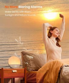 Dreamegg Sunrise 1 - Đồng hồ báo thức Sunrise, Máy tạo âm thanh giúp ngủ ngon, Thói quen ngủ tùy chỉnh, Đèn ngủ có thể điều chỉnh độ sáng, 29 âm thanh êm dịu, Máy tạo tiếng ồn trắng, Đèn báo thức cho phòng ngủ, Người lớn, Trẻ em