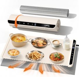 Thảm hâm nóng thức ăn có miếng đệm chịu nhiệt, kích thước 26x15 inch, 6 mức nhiệt độ và 6 chế độ hẹn giờ, khóa an toàn cho trẻ em, khay hâm nóng điện cho các buổi tụ họp, tiệc tùng, sử dụng hàng ngày