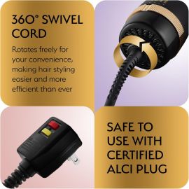 Lược sấy tóc chuyên nghiệp, máy sấy và tạo phồng tóc màu đen, lược khí nóng cho nữ, hình bầu dục 75mm (màu đen vàng)