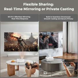 [Hệ thống AI Movin 2.0/1200 ANSI/Lấy nét tự động] Máy chiếu có WiFi và Bluetooth, Máy chiếu ngoài trời 30W DoIby Audio APPS tích hợp, Máy chiếu di động thông minh Lisowod 1080P 4K với HDR10+ 2025 được nâng cấp