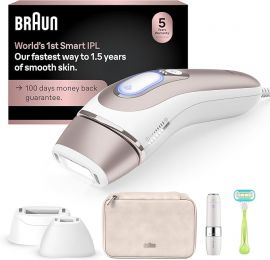 Braun IPL Skin i·Expert, at Home Laser Hair Removal, Holiday Gifts for Women and Men with Free App, Smart IPL, Vanity Case, Venus Razor, 2 Smart Heads, Facial Trimmer, PL7219