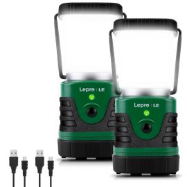 Đèn lồng cắm trại Lepro 2-Pack with Rechargeable Battery, 1000LM 4400mAh Long-lasting Perfect Lantern Flashlight for Hurricane and Power Outage Emergency Backup