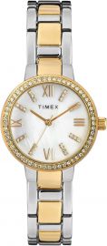 Đồng hồ Timex Women's Dress Crystal 30mm – Mặt số xà cừ với dây đeo hai tông màu