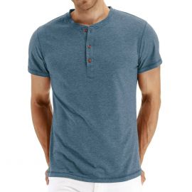 JWD Kiểu áo henley cổ điển, Mens Henley Short Sleeve T-Shirt Cotton Casual Shirt Mens ShirtsSummer Daily T-Shirts