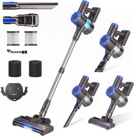 Cordless Vacuum Cleaner, Máy hút bụi dạng que siêu mạnh với pin 2200 mAh, 8 trong 1 nhẹ, tự đứng, thời gian chạy 35 phút cho thảm lông ngắn trong nhà, lông thú cưng