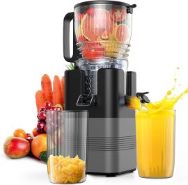 Cold Press Juicer Machines, Máy ép trái cây Airpher 400W có ống nạp rộng 5,8 inch, Máy ép chậm cho rau củ và trái cây nguyên quả với năng suất nước ép cao, Dễ vệ sinh Màu xám