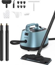 Steam Cleaner, 293°F 58 PSI, máy lau nhà hơi nước cầm tay đa năng mạnh mẽ dùng trong gia đình, 21 đầu nối, dung tích 50Oz, máy lau nhà hơi nước công suất lớn cho thảm, sàn nhà, ô tô, gạch ốp lát, làm sạch vết nứt, màu xanh lam