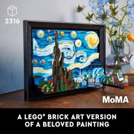  LEGO Vincent Van Gogh Đêm đầy sao, Unique 3D Wall Art for Home Décor or Table Display with Artist Minifigure, Creative Building Craft for Adults, 21333