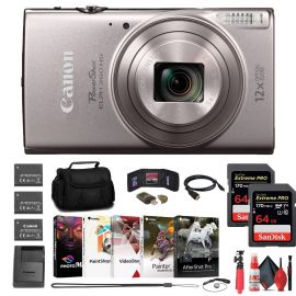 Máy ảnh Canon PowerShot ELPH 360 HS + 2 thẻ nhớ 64GB + 2 pin + hộp đựng + nhiều hơn nữa