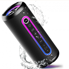 Portable Bluetooth Speaker IPX7 Waterproof Wireless Speaker with 30W Powerful Speaker 30Hrs Playtime Colorful Flashing Lights TWS Wireless Pairing for Outdoor/Party/Beach/Travel/Gifts