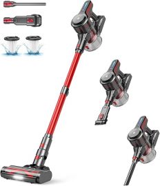 Cordless Vacuum Cleaner, máy hút bụi dạng gậy có lực hút mạnh, thời gian chạy 45 phút cho gia đình, chống rối và hộp chứa bụi 1,5 lít, máy hút bụi nhẹ 6 trong 1 cho sàn gỗ cứng, thảm, lông thú cưng