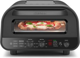 CHEFMAN Indoor Pizza Oven - Làm pizza 12 inch trong vài phút, làm nóng tới 800°F - Máy làm pizza điện để bàn với 5 màn hình cảm ứng cài đặt sẵn, bao gồm đá nướng pizza và dụng cụ bóc vỏ - Thép không gỉ màu đen