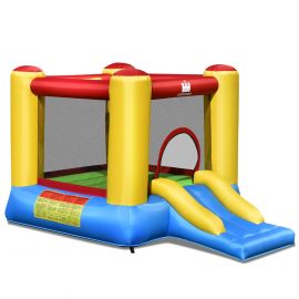 Nhà nhún Costway Inflatable Bouncer Kids Bounce House Jumping Castle Slide với máy thổi 480W