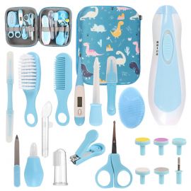Bộ dụng cụ chăm sóc trẻ sơ sinh ,20 in 1 Electric Safety Nail Trimmer Baby Nursery Set Newborn Nursery Health Care Set with Hair Brush Comb for Infant Toddlers Kids Baby Shower Gifts-Blue