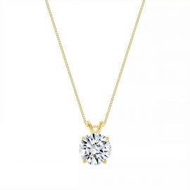 Mặt dây chuyền nữ 3 Ct Round Real 18K Yellow Gold Created Diamond Solitaire Pendant 18"