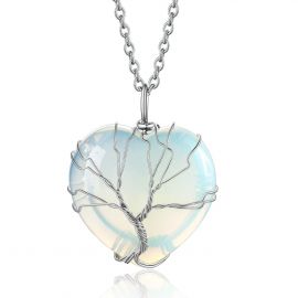 Vòng cổ đá Bestyle Tree of Life Heart for Women Girls, Moonstone Necklace June Birthstone Pendant Jewelry Gift