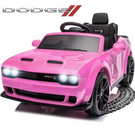 Xe ô tô điện Dodge Challenger 12 V có điều khiển từ xa, đồ chơi SRT Hellcat cho trẻ em, Pink