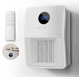 Electric Space Heater, Máy sưởi di động 3 trong 1 để gắn tường/móc/để bàn, Điều khiển từ xa & Bộ điều chỉnh nhiệt, 3 chế độ, Hẹn giờ 24 giờ, Máy sưởi gốm sưởi ấm nhanh PTC 1500W cho văn phòng, phòng ngủ, phòng tắm, Màu trắng