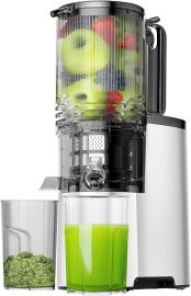 Cold Press Juicer, 5.8" Wide Feed Chute Juice Extractor Machine with 400W, High Juice Yield, Slow Masticating Juicer for Whole Vegetables & Fruits, Premium Silver