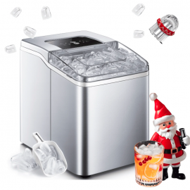 Ice Maker Countertop 2 Ice Sizes, 30 lbs Bullet Ice in 24H, Self-Clean, 9 Cubes in 5 Mins, FOHERE