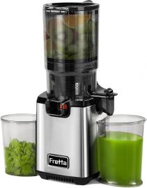 Fretta Cold Press Juicer, Máy ép trái cây và rau củ, Máy ép trái cây nghiền với ống nạp lớn 5,3 inch phù hợp với trái cây nguyên quả, Không chứa BPA, Chức năng đảo ngược, Thân máy bằng thép không gỉ bền, Động cơ êm ái 250W