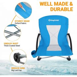 Ghế ngồi bãi biển KingCamp Backpack Beach Chairs Folding Mesh Reclining Back 2 Piece Set for Adults Blue