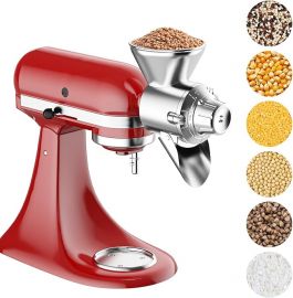 Grain Mill Attachment for Kitchenaid Stand Mixer, máy xay bột 9 tầng bằng kim loại cho Kitchenaid, thích hợp cho các loại ngũ cốc khô hoàn toàn, ít ẩm, ít dầu, ngô, kê, lúa mì và ngũ cốc