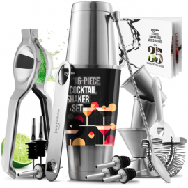 Bộ dụng cụ pha chế cocktail JoyTable 16 món, JoyTable 16pc Bartender Cocktail Shaker Set, Stainless Steel Bartender Kit Bar Tool Set, with All Bar Accessories Plus Lemon Squeezer and Great Recipe Book