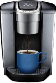 Keurig K-Elite Single Serve K-Cup Pod Coffee Maker, có chức năng kiểm soát độ mạnh và nhiệt độ, có khả năng pha cà phê đá, dung tích pha từ 8 đến 12oz, có thể lập trình, màu bạc sáng bóng