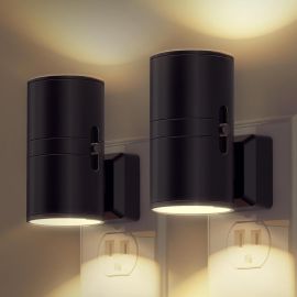 Đèn ngủ L LOHAS LED, L LOHAS LED Night Light Plug in, Modern Night Lights Plug into Wall, Dusk to Dawn Sensor, Soft White 3000K, 0-100LM Adjustable Brightness, Dimmable Night Lights for Hallway Bedroom Stairway, 2 Pack