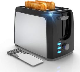 Máy nướng bánh 2 lát Best Prime Toasters Stainless Steel Black Bagel Toaster Evenly and Quickly with 2 Wide Slots 7 Shade Settings and Removable Crumb Tray for Bread Waffles