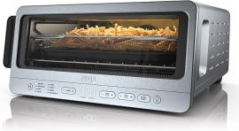 Ninja Flip Toaster Oven&Air Fryer, Chức năng 8 trong 1, Có thể lật lên & tháo rời để tăng không gian lưu trữ, Dung tích lớn, Giỏ chiên không dầu, Khay nướng, Giá đỡ & Khay hứng vụn bánh mì có thể tháo rời, Thép không gỉ, Công suất 1800 wat