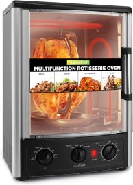 Lò nướng đứng Nutrichef with Rotisserie, Bake, Broil, & Kebab Rack Functions - Adjustable Settings - 2 Shelves - 1500W - Thanksgiving Turkey - Includes Grill, Kebab skewer racks & bake pan
