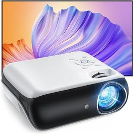 Máy chiếu HAPPRUN, Native 1080P Bluetooth Projector with 100" Screen, Portable Outdoor Movie Projector, Mini Projector for Home Bedroom, Compatible with Smartphone,HDMI,USB,AV,Fire Stick,PS5