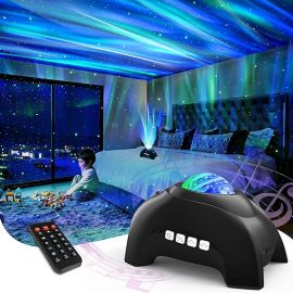 Máy chiếu galaxy có đèn ngủ AIRIVO, Star Projector Music Speaker, White Noise Night Light Galaxy Projector for Kids Adults, for Home Decor Bedroom/Ceiling/Party (Black)