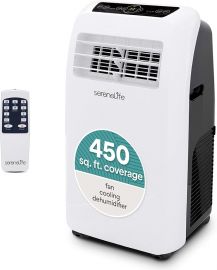 SereneLife Portable Air Conditioner 12,000 BTU with Built-in Dehumidifier - Máy điều hòa không khí di động cho phòng có diện tích lên đến 550 feet vuông - Điều khiển từ xa cho máy điều hòa không khí nhỏ, Bộ thông gió gắn cửa sổ