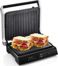Máy nướng kép điện Costway 1200W Sandwich Maker with Independent Temperature Control & Removable Drip Tray