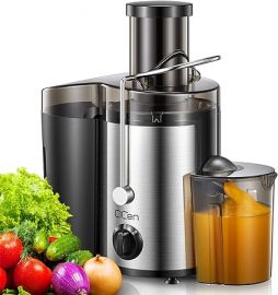 Máy ép nước trái cây Qcen, 500W Centrifugal Juicer Extractor with Wide Mouth 3” Feed Chute for Fruit Vegetable, Easy to Clean, Stainless Steel, BPA-free (Black)