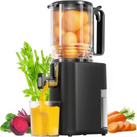 Cold Press Juicer, Máy ép trái cây có ống nạp rộng 5,5 inch, Máy ép chậm cho rau củ và trái cây nguyên quả, Màu đen