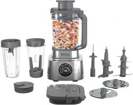 Ninja Blender & Food Processor Combo, Hệ thống máy xay sinh tố Foodi Power cho sinh tố, bát, bơ phết và sữa lắc, 6 chức năng, Bình 72 oz, Cốc mang đi, Màu bạc, SS401
