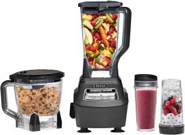 Máy xay sinh tố Ninja BL770 Mega Kitchen System, 1500W, 4 Functions for Smoothies, Processing, Dough, Drinks & More, with 72-oz.* Blender Pitcher, 64-oz. Processor Bowl, (2) 16-oz. To-Go Cups & (2) Lids, Black