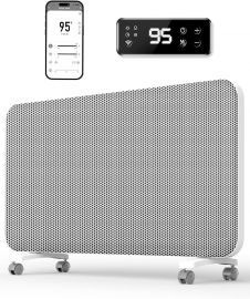 Convection Panel Space Heater Indoor Use, Máy sưởi điện cho phòng lớn có điều khiển bằng ứng dụng Wifi, Máy sưởi hồng ngoại Mica thông minh có bộ điều chỉnh nhiệt độ có thể lập trình, Treo tường hoặc để bàn, Yên tĩnh & Tiết kiệm, 1500W, 32 inch